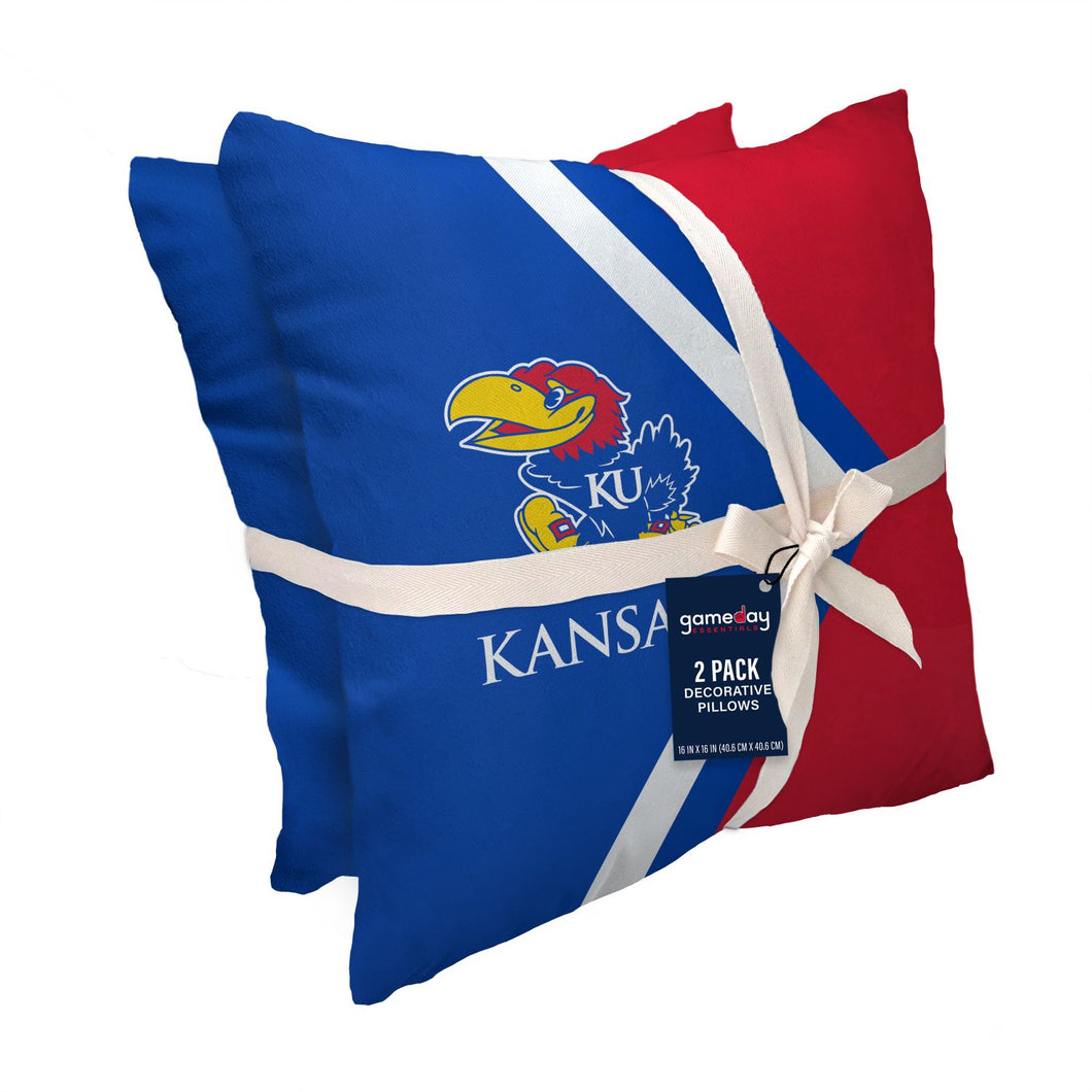 Kansas Jayhawks Side Arrow 2 Pack Decor Pillows