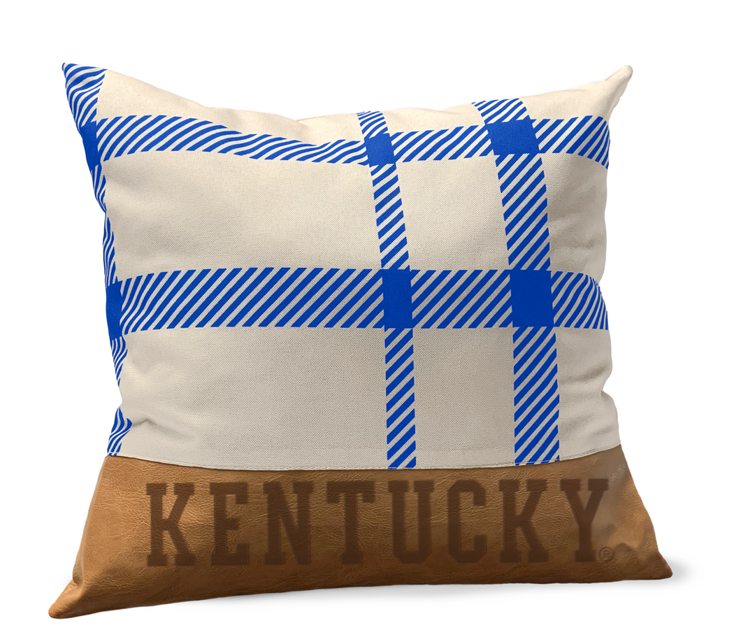 Kentucky Wildcats Plaid Faux Leather Décor Pillow