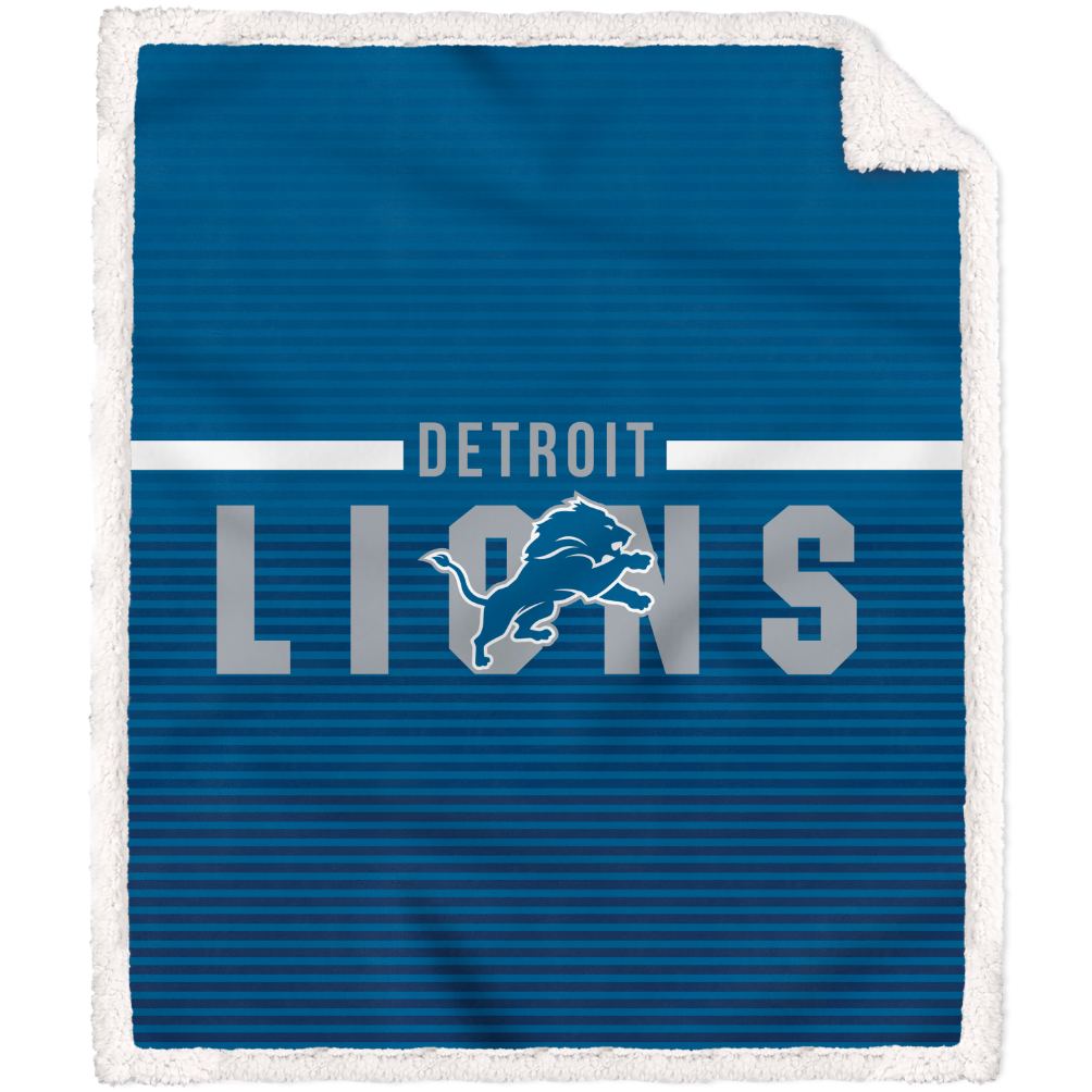 Detroit Lions Logo Letter Poly Spandex Blanket with Sherpa