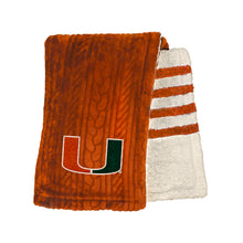 Load image into Gallery viewer, Miami Hurricanes Embossed Sherpa Stripe Blanket
