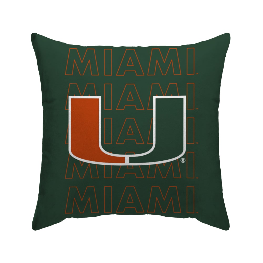 Miami Hurricanes Echo Wordmark Poly Spandex Decor Pillow