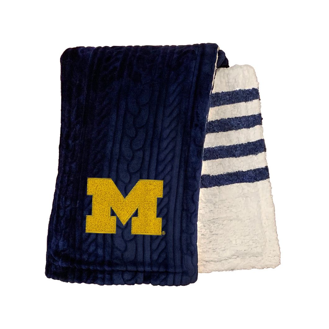 Michigan Wolverines Embossed Sherpa Stripe Blanket