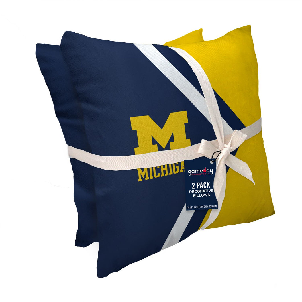 Michigan Wolverines Side Arrow 2 Pack Decor Pillows