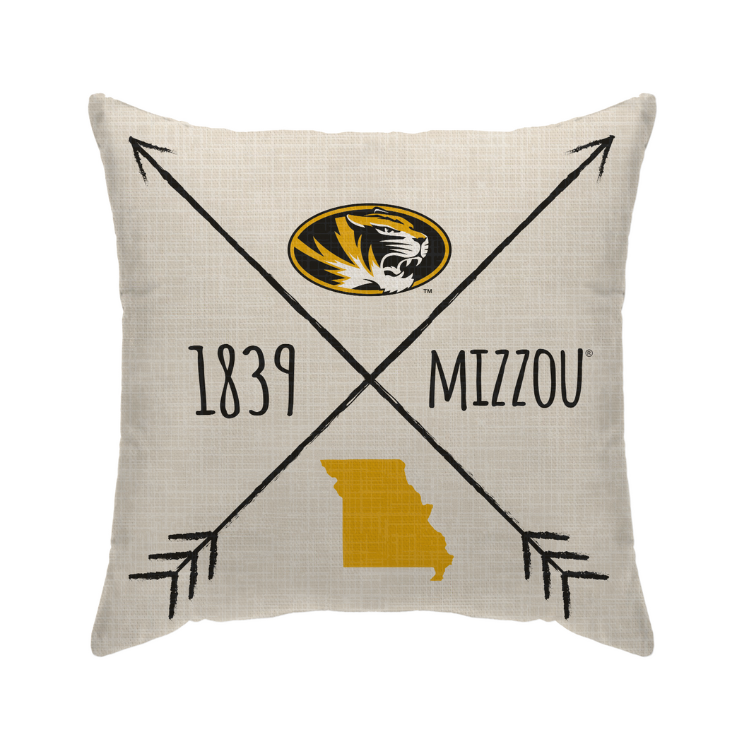 Mizzou Tigers Cross Arrow Duck Cloth Decor Pillow