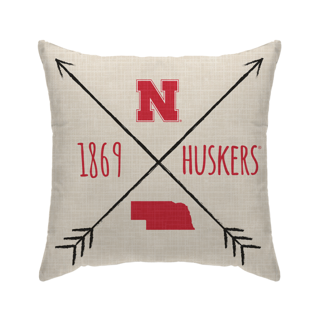 Nebraska Cornhuskers Cross Arrow Duck Cloth Decor Pillow