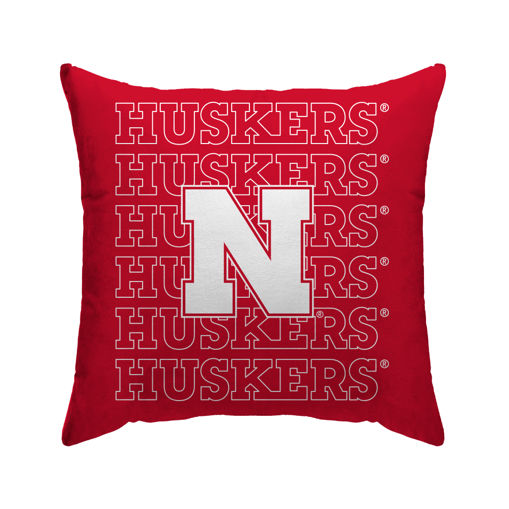 Nebraska Cornhuskers Echo Wordmark Poly Spandex Decor Pillow
