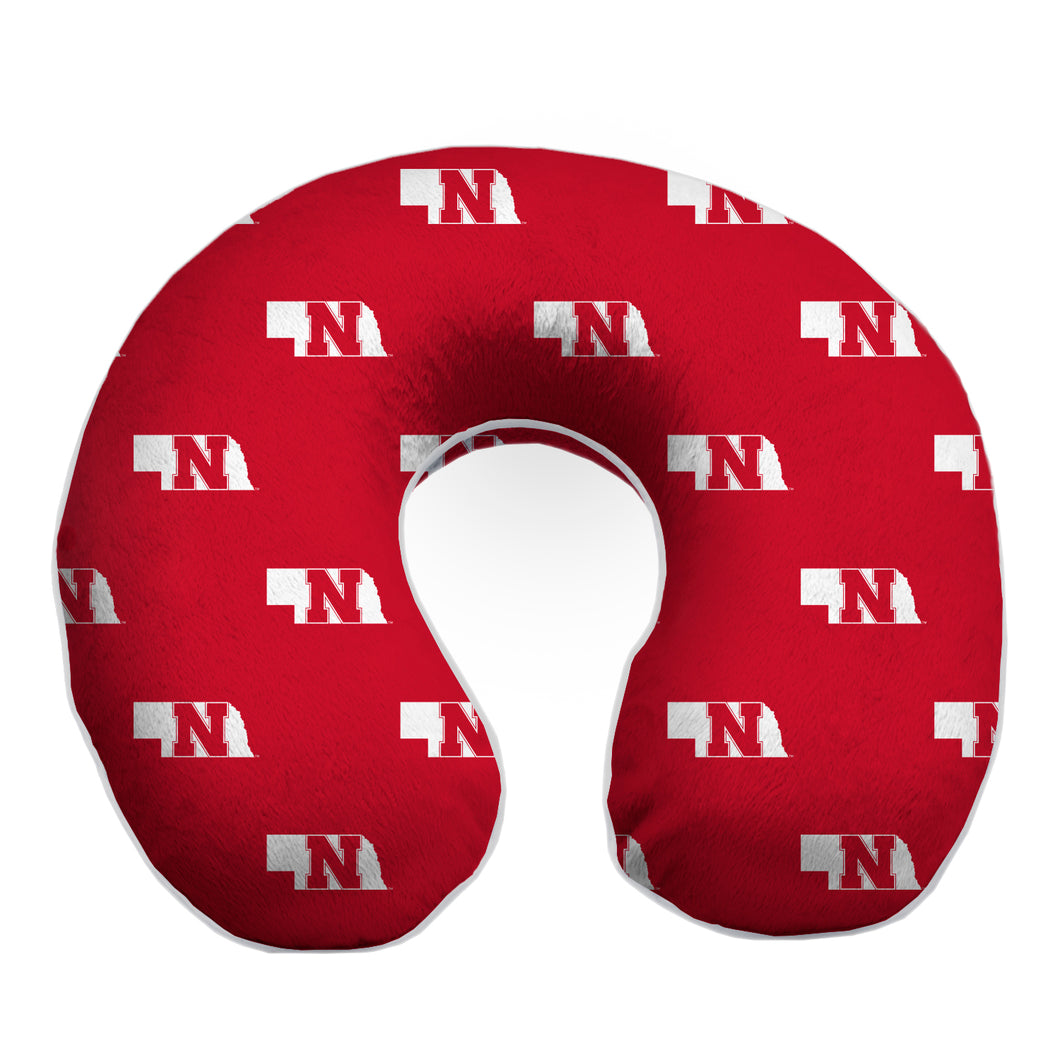 Nebraska Cornhuskers Repeat Logo Memory Foam Travel Pillow