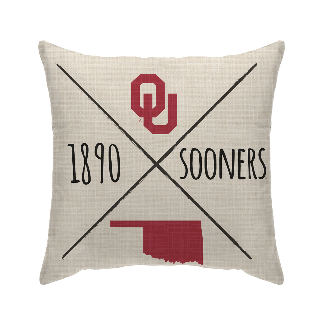 Oklahoma Sooners Cross Arrow Duck Cloth Decor Pillow