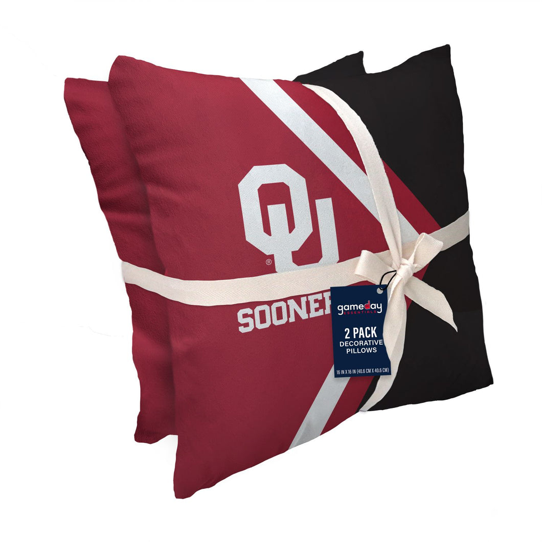 Oklahoma Sooners Side Arrow 2 Pack Decor Pillows