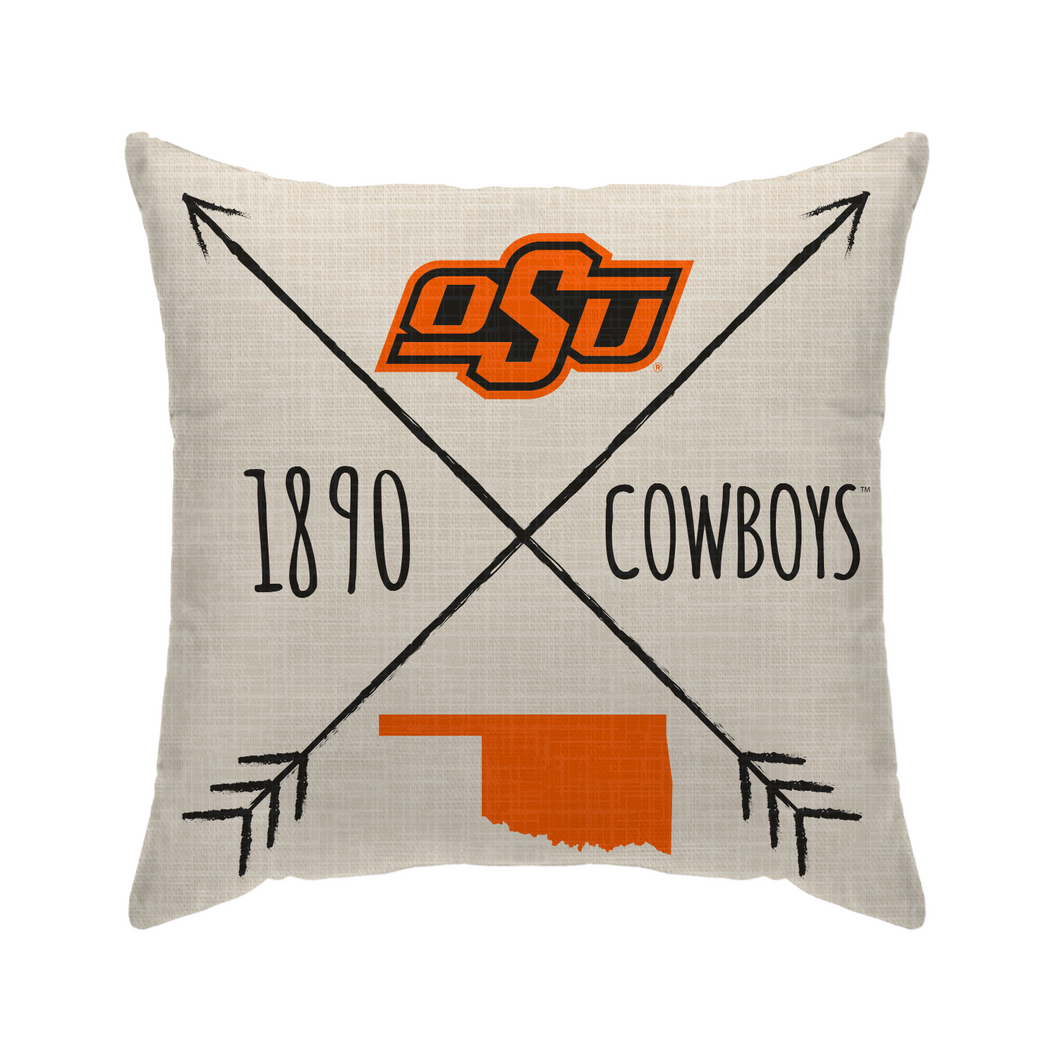 Oklahoma State Cowboys Cross Arrow Duck Cloth Decor Pillow