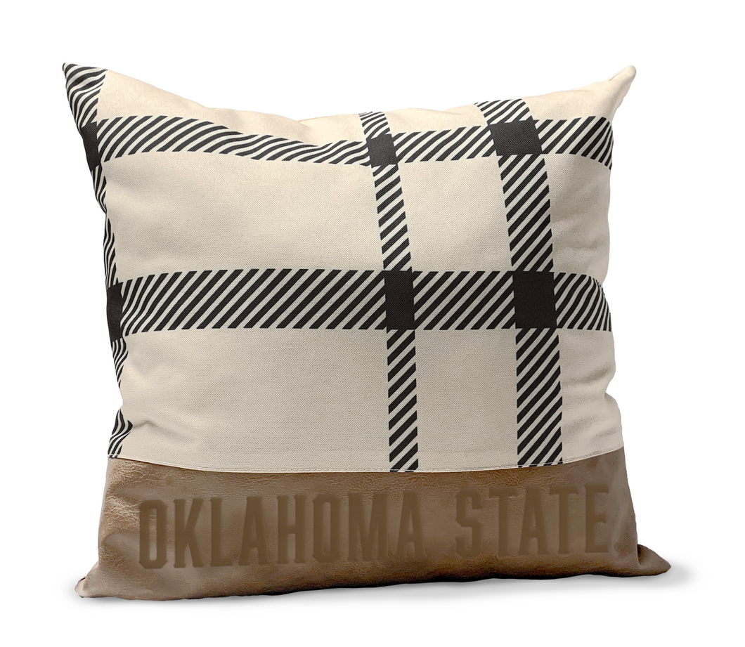 Oklahoma Sooners Plaid Faux Leather Décor Pillow