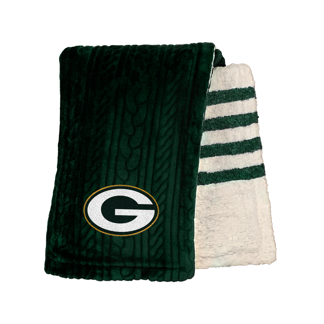 Green Bay Packers Embossed Sherpa Stripe Blanket