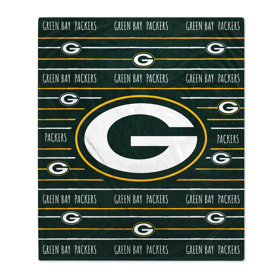 Green Bay Packers Logo Stripe Blanket