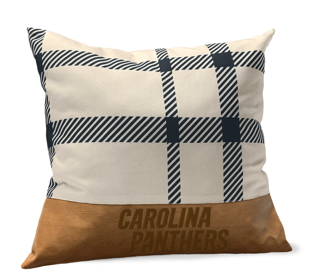 Carolina Panthers Plaid Faux Leather Décor Pillow