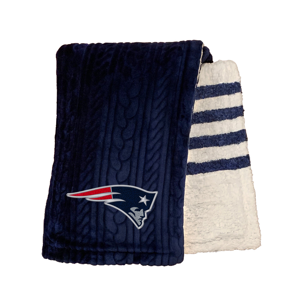 New England Patriots Embossed Sherpa Stripe Blanket
