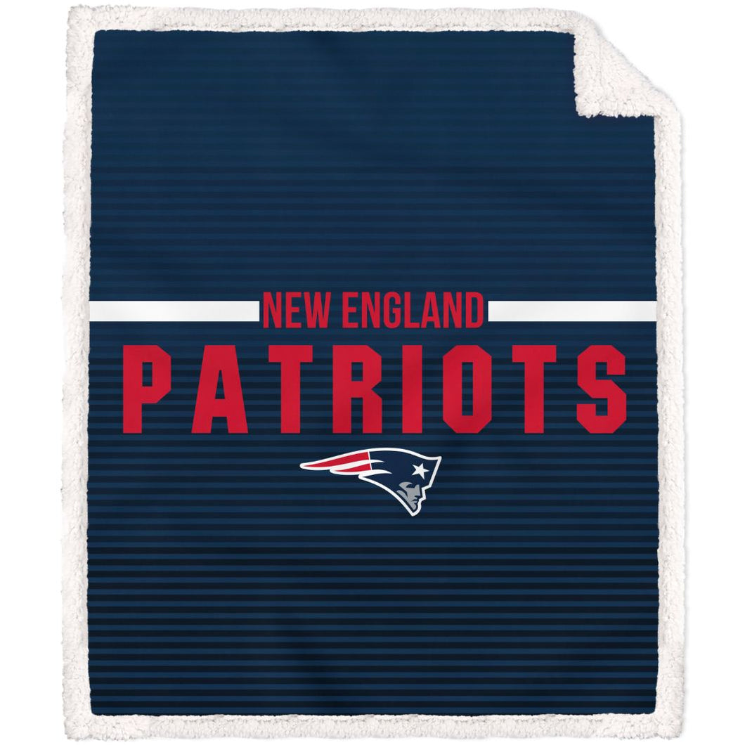 New England Patriots Logo Letter Poly Spandex Blanket with Sherpa
