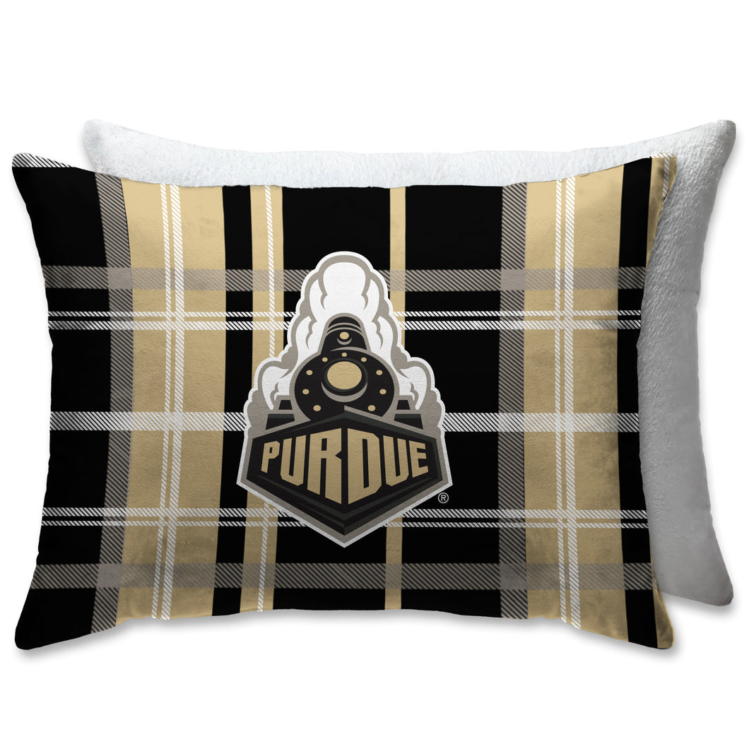 Purdue Boilermakers Plaid Bed Pillow with Sherpa Back