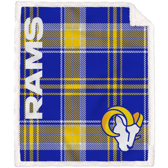 Los Angeles Rams Plaid Poly Spandex Blanket with Sherpa