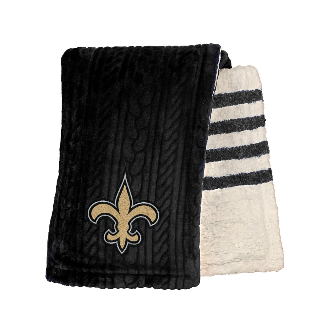 New Orleans Saints Embossed Sherpa Stripe Blanket