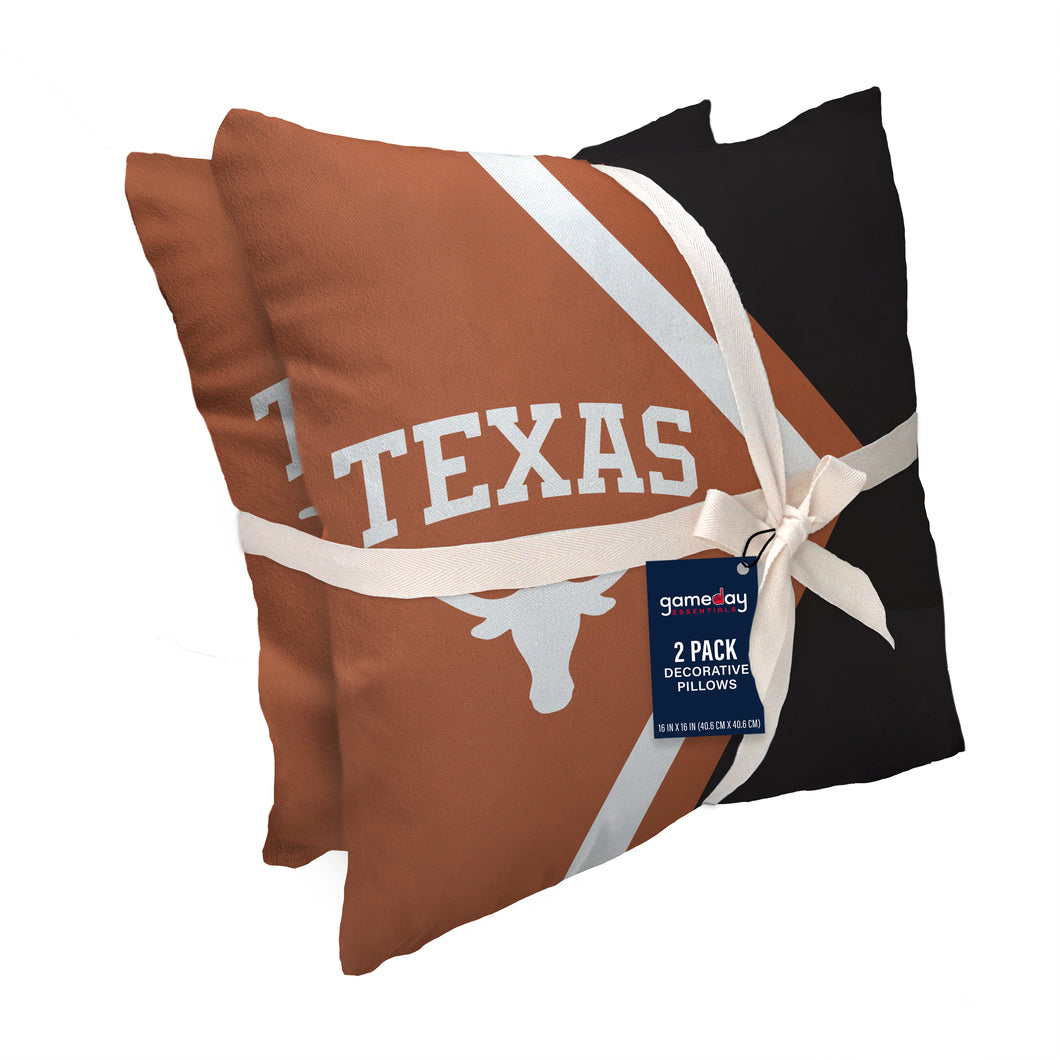 Texas Longhorns Side Arrow 2 Pack Decor Pillows