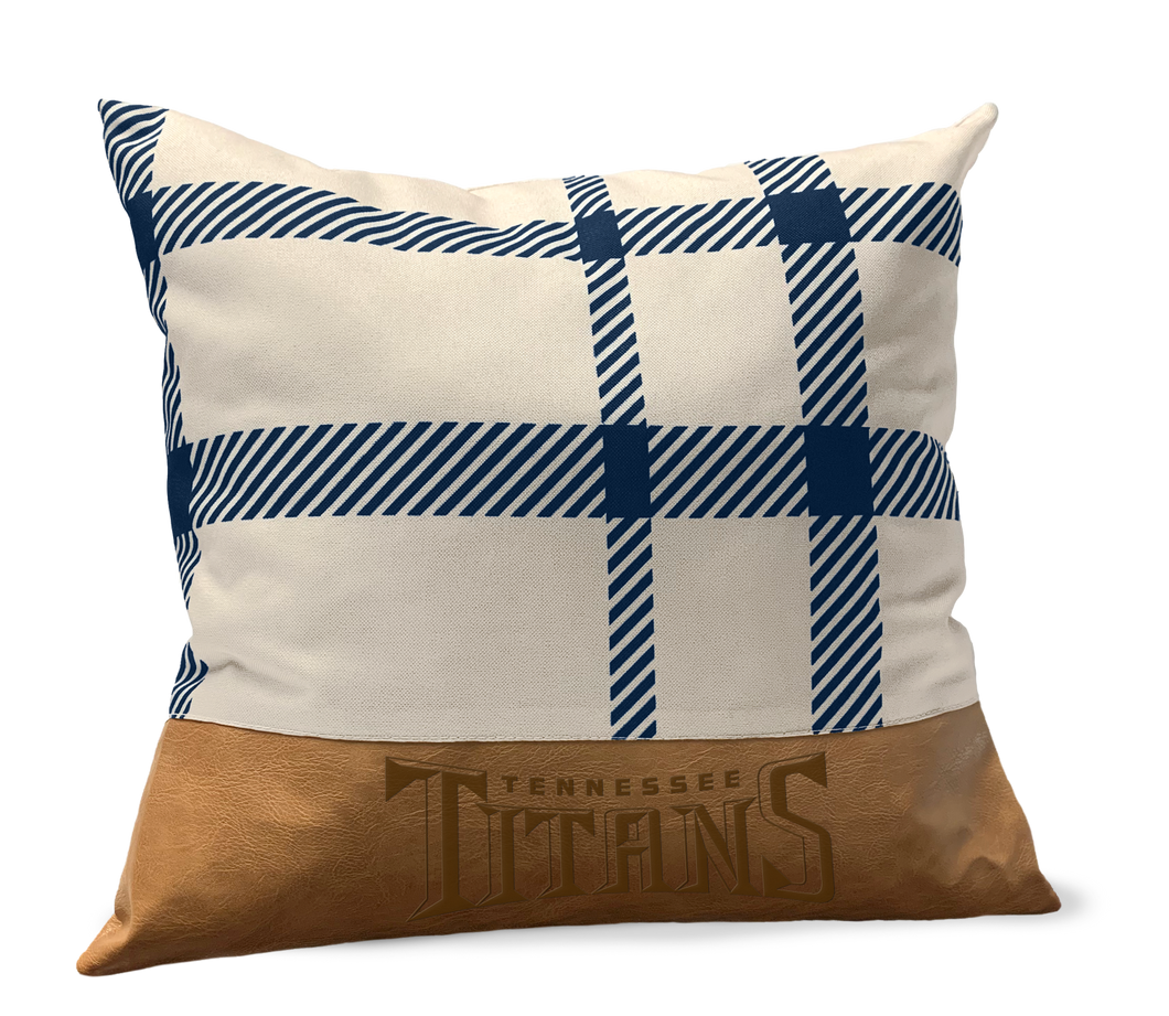 Tennessee Titans Plaid Faux Leather Décor Pillow