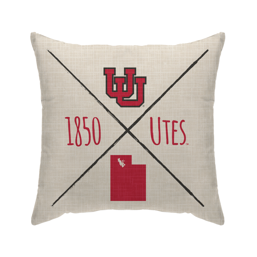 Utah Utes Cross Arrow Duck Cloth Decor Pillow