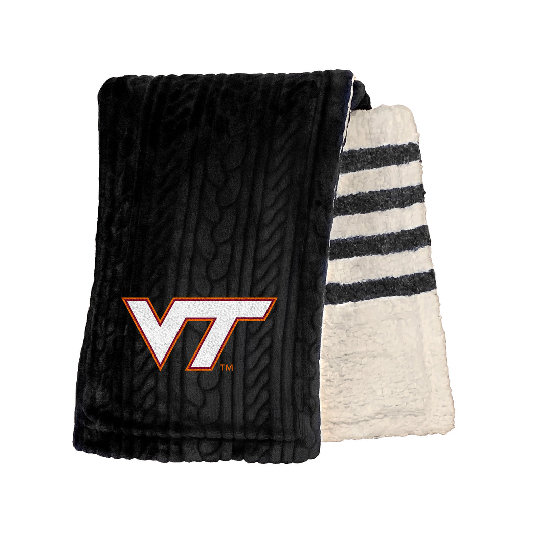 Virginia Tech Hokies Embossed Sherpa Stripe Blanket