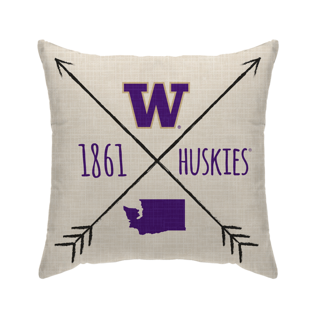 Washington Huskies Cross Arrow Duck Cloth Decor Pillow