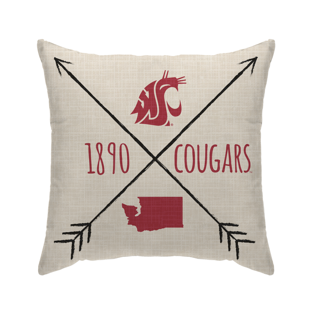 Washington State Cougars Cross Arrow Duck Cloth Decor Pillow