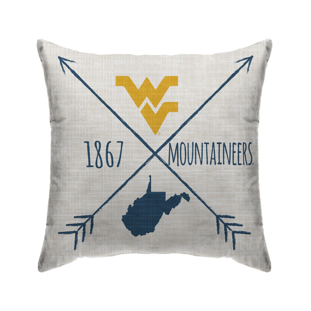 West Virginia Mountaineers Cross Arrow Duck Cloth Decor Pillow